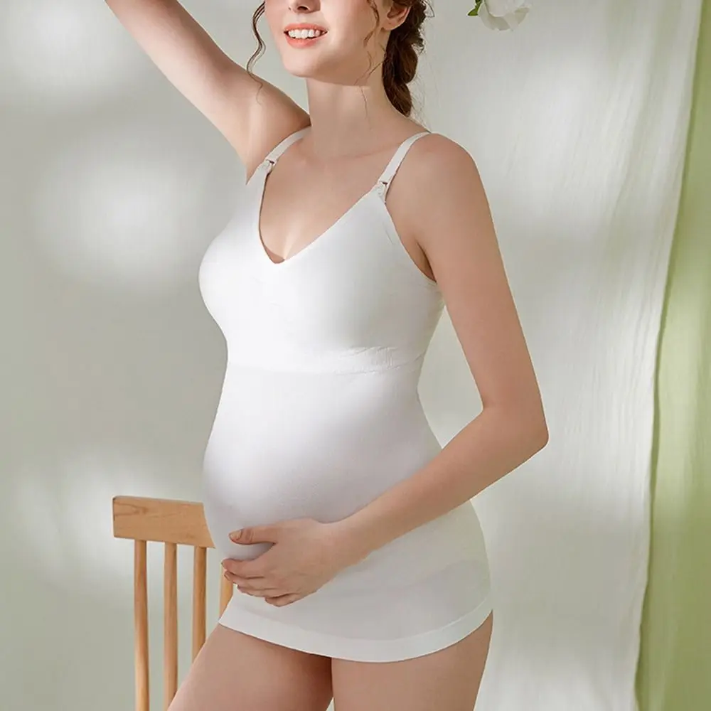 

Plus Size Pregnant One-piece Nursing Vest Comfortable Sleeveless Pregnant Tank Tops Good Stretch Pregnancy Clothes