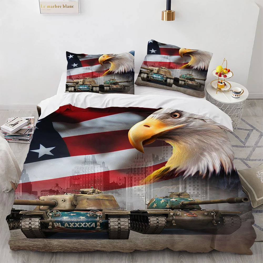 American Flag Bedding Set Bald Eagle Duvet Cover Set Patriot Flag Comforter Cover Set for Kids Teen Boys Bedroom Quilt Cover