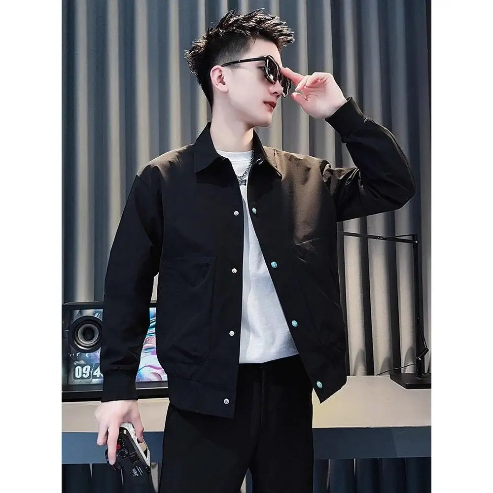 

Модная мужская рабочая одежда Jaet, осенне-зимняя повседневная облегающая одежда из полиэфирного волокна, длинная застежка на пуговицы No