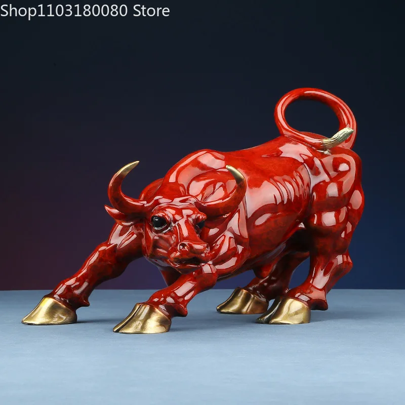 

Copper Brass Wall Street Bull OX Statue Wangshi Cow statue Fengshui decor For Home Office Large size,21cm,25cm,42cm,62cm