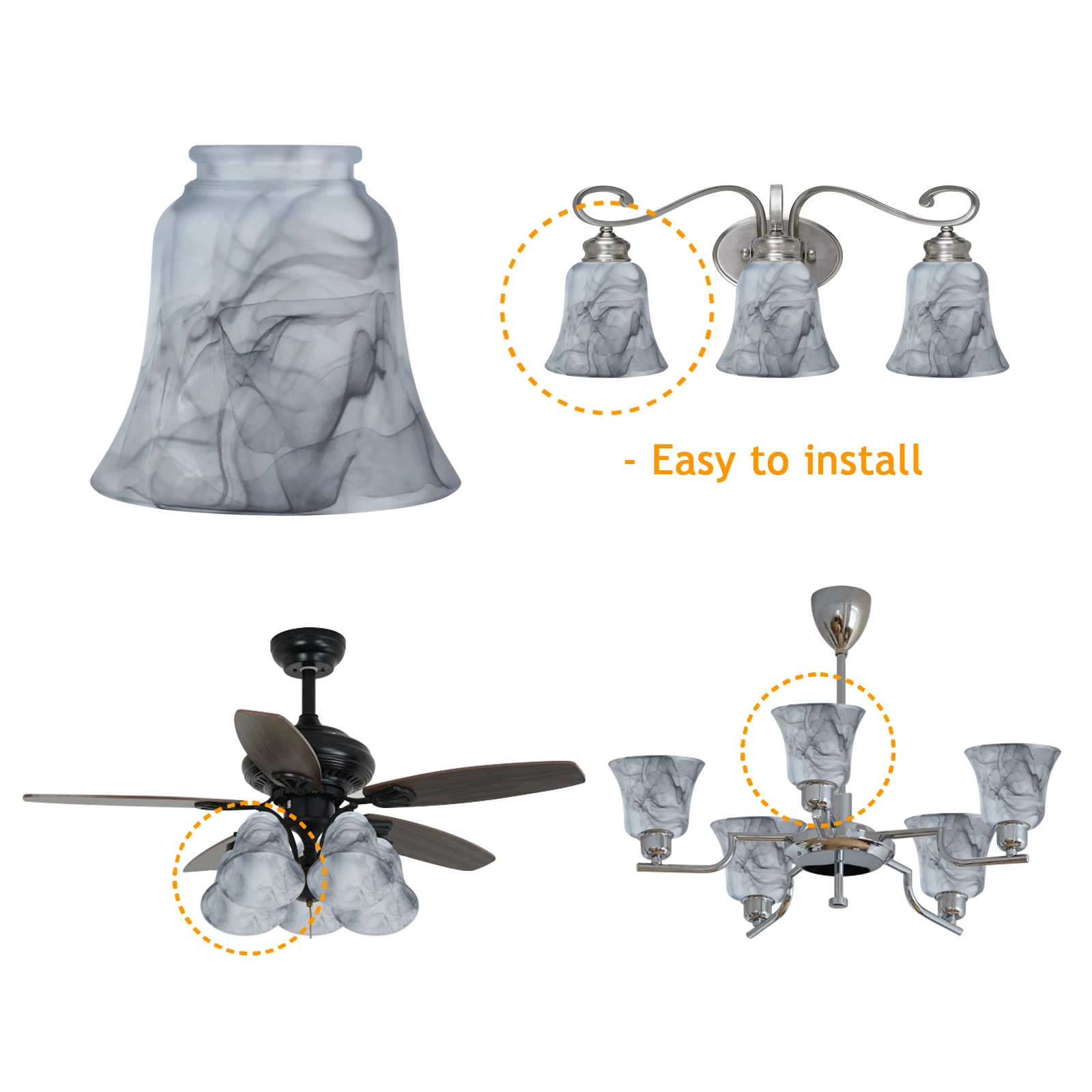 Fan Lamp Shade Ceiling Light Wall Light Mirror Front Light Fixture Replacement Wall Light DIY E26, E27 Lampshade