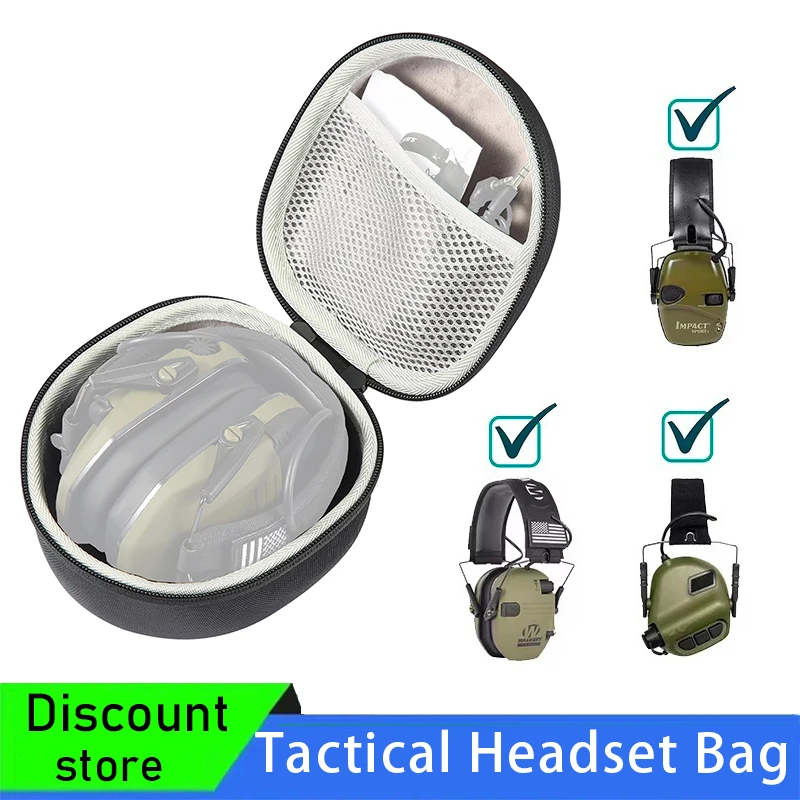 Tactical Headset Bag，Electronic shooting earmuff storage bag, Portable  headset multi-function carrying Storage Case Box