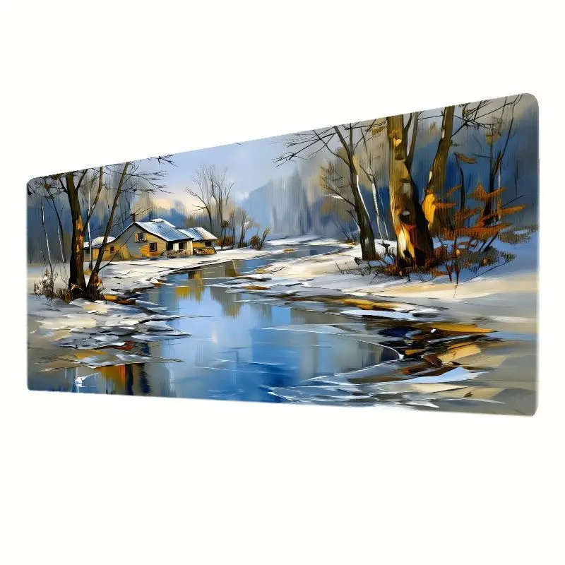 Brand Winter Landscape Iron Art Mouse Pad Extra Large Desk Mat High-Definition Print Non-Slip Thick Comfortable Home Office Gami
