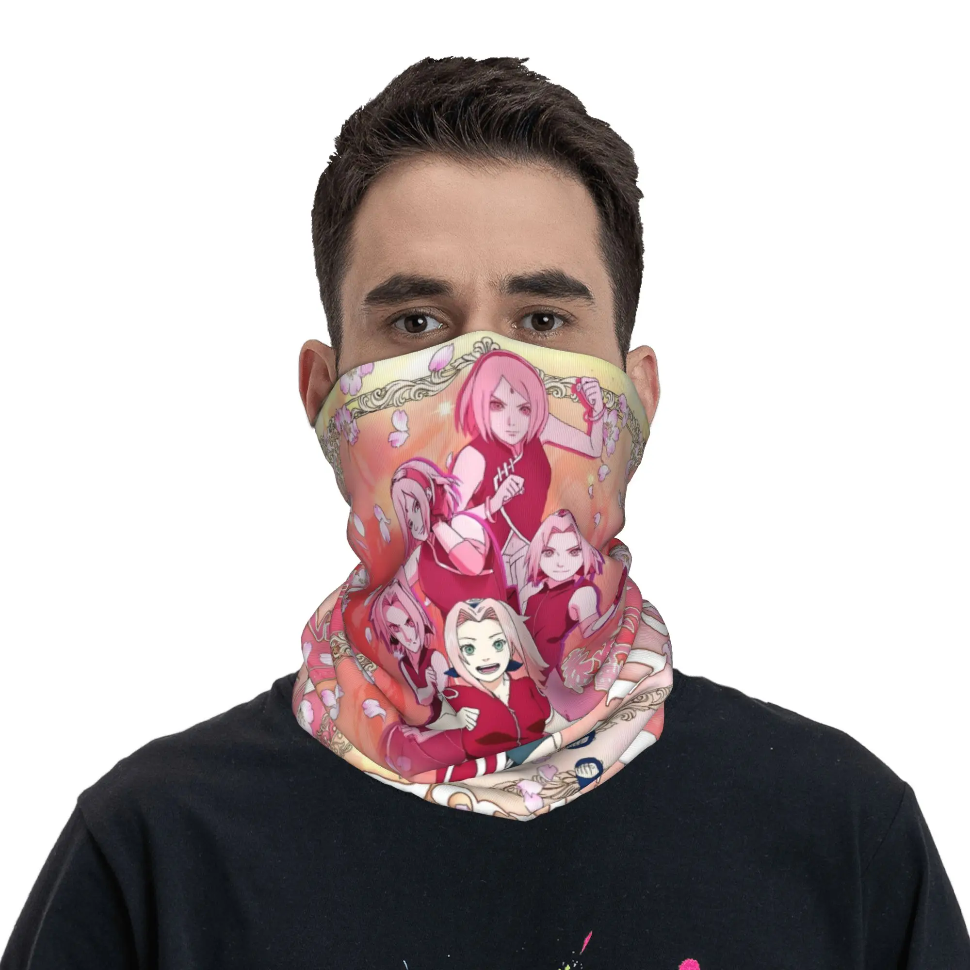 

Custom Anime S-Sakuraes H-Harunoes Movie Winter Headband Neck Warmer Men Women Hiking Hunting Tube Scarf Face Bandana Gaiter