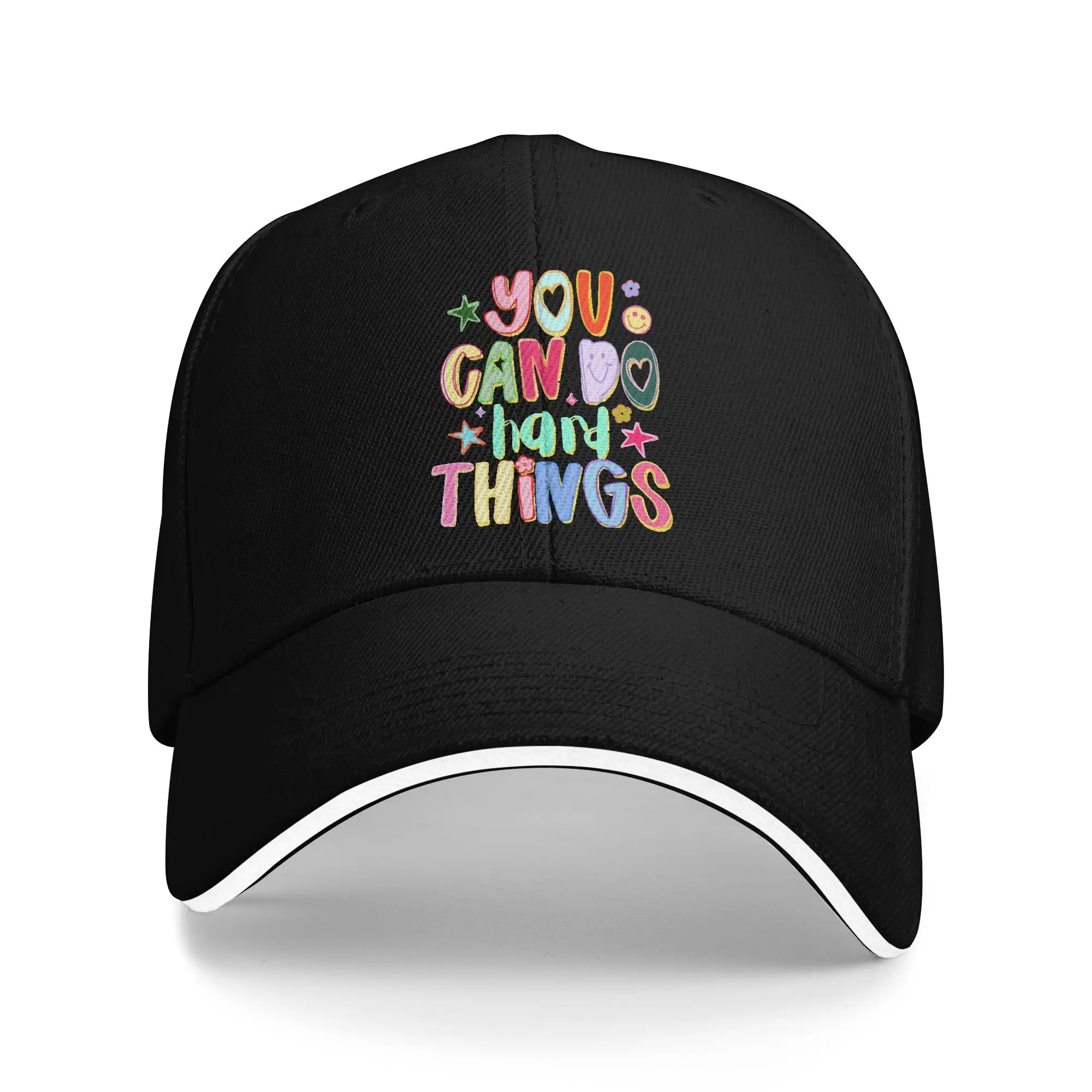 Sun Baseball Cap You Can Do Hard Things Hand Drawn Motivational Teacher Print Trucker Hat Dropshipping Casual Baseball Caps