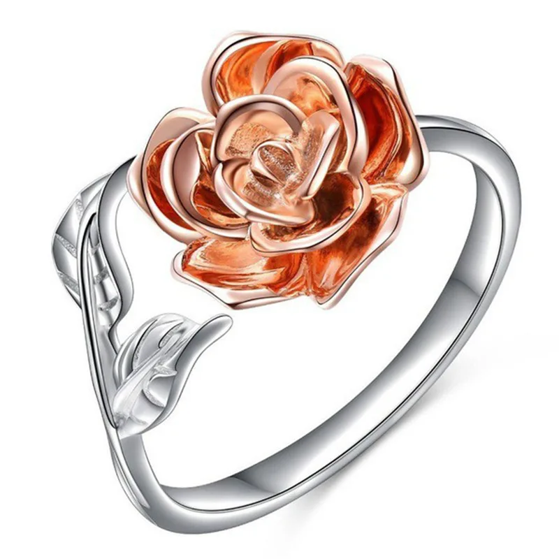 S925 sterling silver ring hot sale new rose-plated rose gold color split open ring