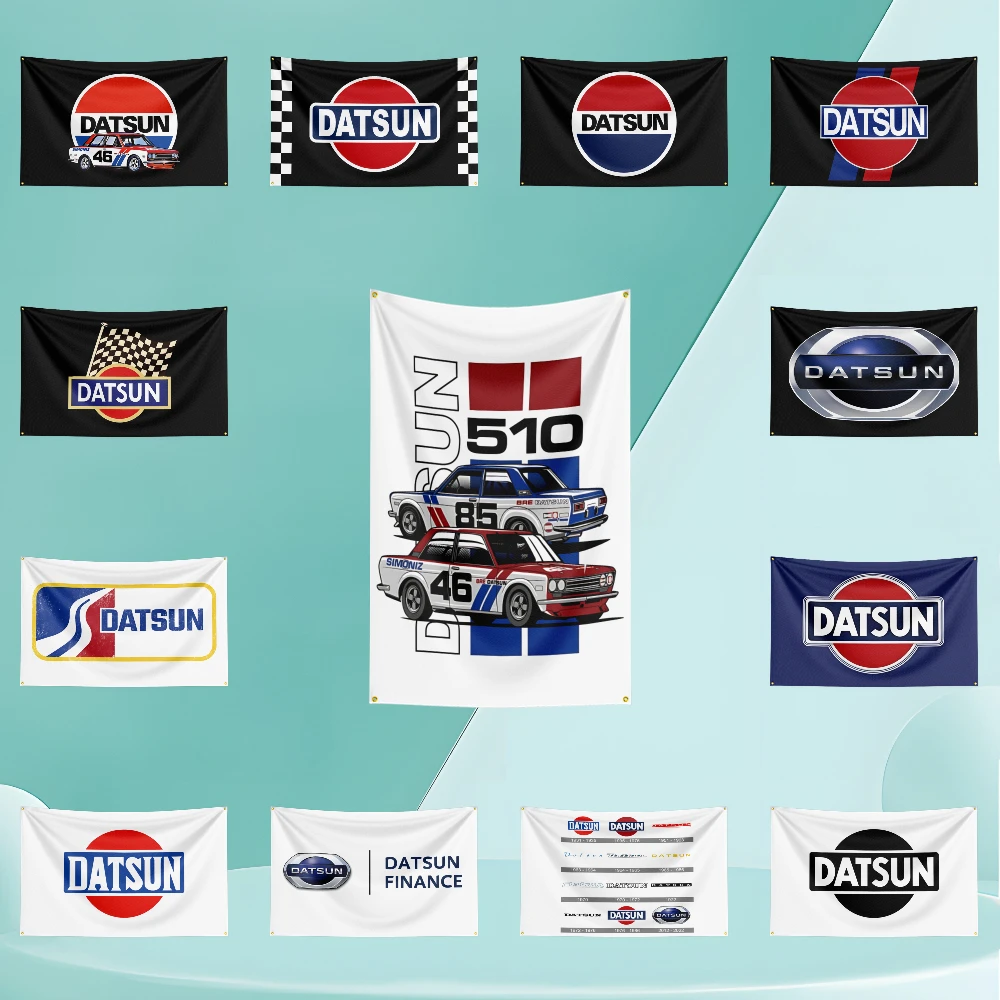 

D-DATSUNS Car Flag Banner 3ft x 5ft Polyester with Brass Grommets HD Printing Exhibition, Racing, Car Fans, Porch, Garage Decor