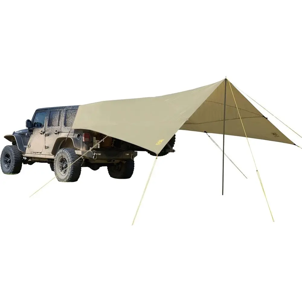 Khaki Tarp for Camping, Hunting, and Overland Adventures: Waterproof and Sun-Protected Shelter