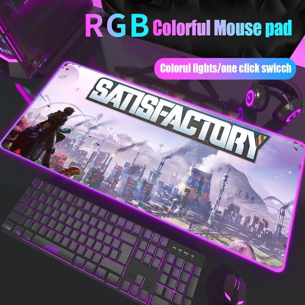 

Game Satisfactory Mouse Pad Gamer Rgb Desk Mat Back Light Led Mousepad Setup Gaming Accessories Deskmat Big Mousepad Backlight