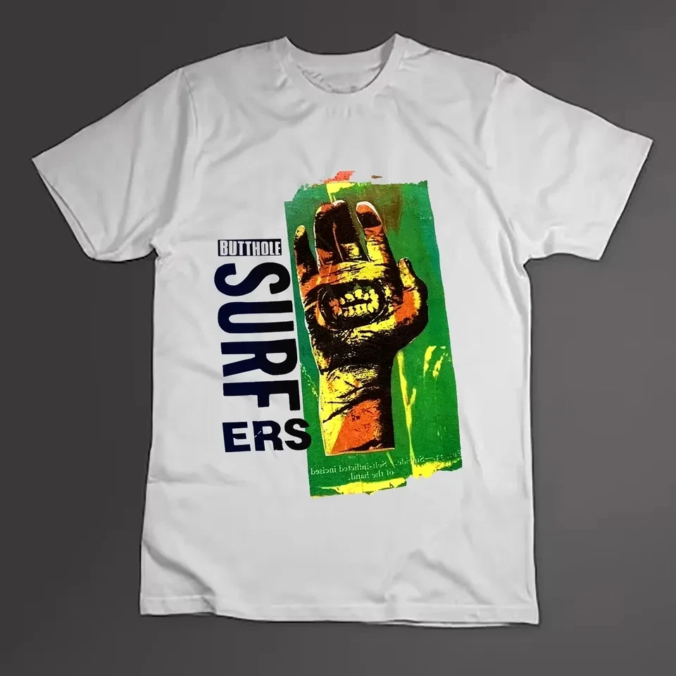 

Vtg Butthole Surfers Band for Fans Хлопковая белая футболка для мужчин Мода Уличная винтажная женская футболка с коротким рукавом в стиле хип-хоп Рокер Топ