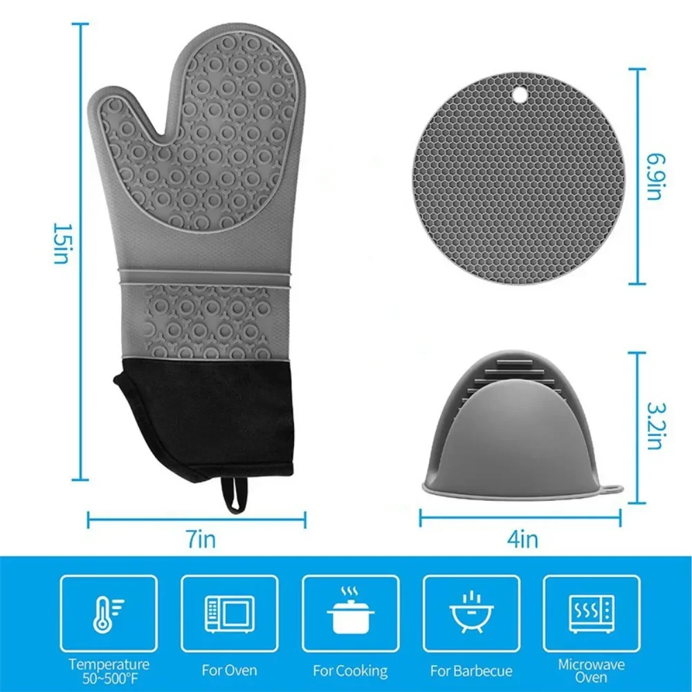 قفازات فرن من السيليكون المقاومة للحرارة وقفازات الميكروويف - حاملات أوعية سميكة على شكل قرص العسل مكونة من 6 قطع مجموعة أدوات مطبخ عازلة للحرارة #2