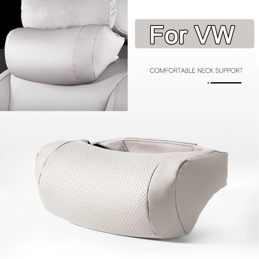 Car Headrest Comfortable Anti-fatigue Nappa leather Seat Neck Pillow For VW Golf 6 MK6 GTI Polo Passat B5 B7 Golf Jetta Touareg