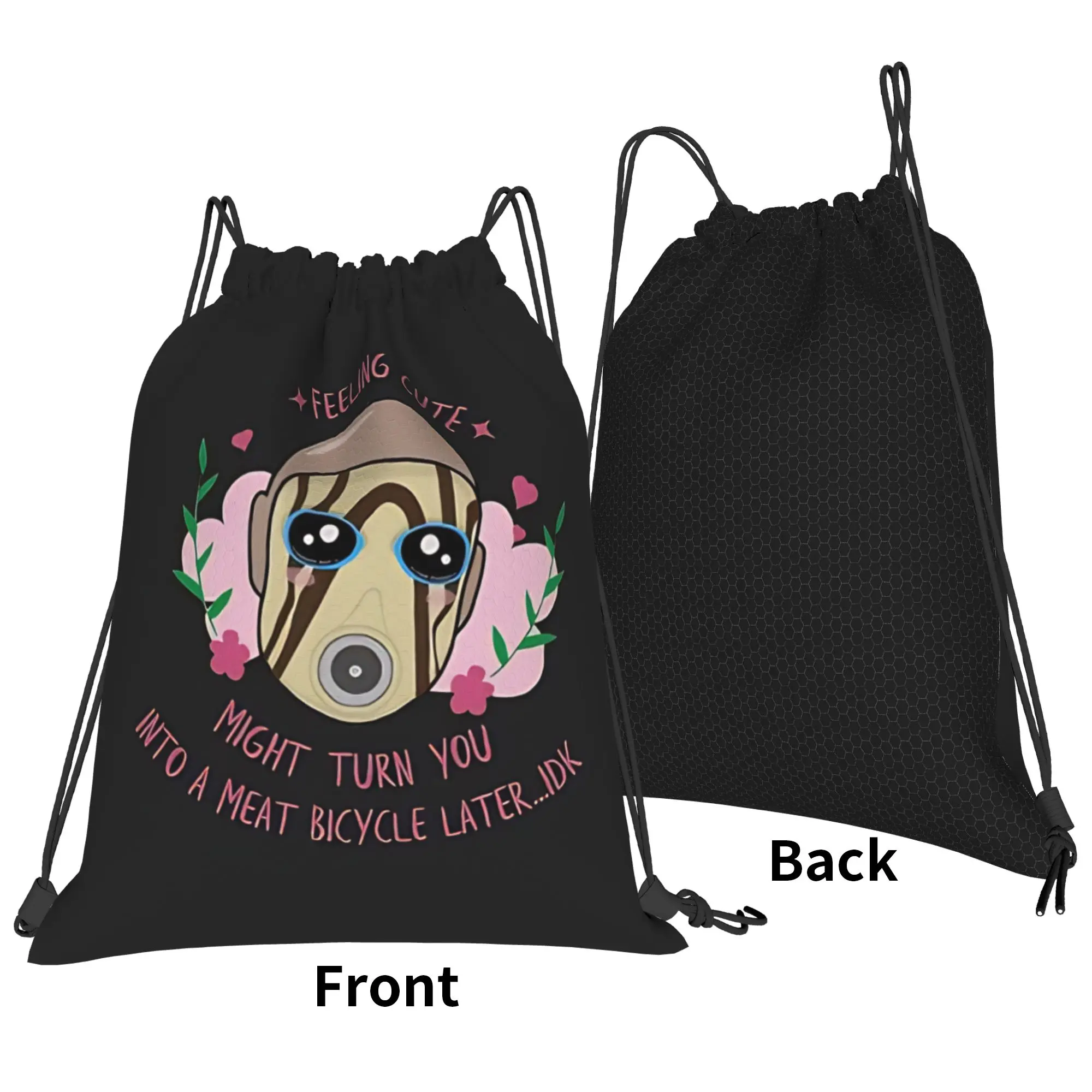 B-Borderlands retro gunner artwork  Portable Hiking Riding Gym Drawstring Storage Sporty Backpacks