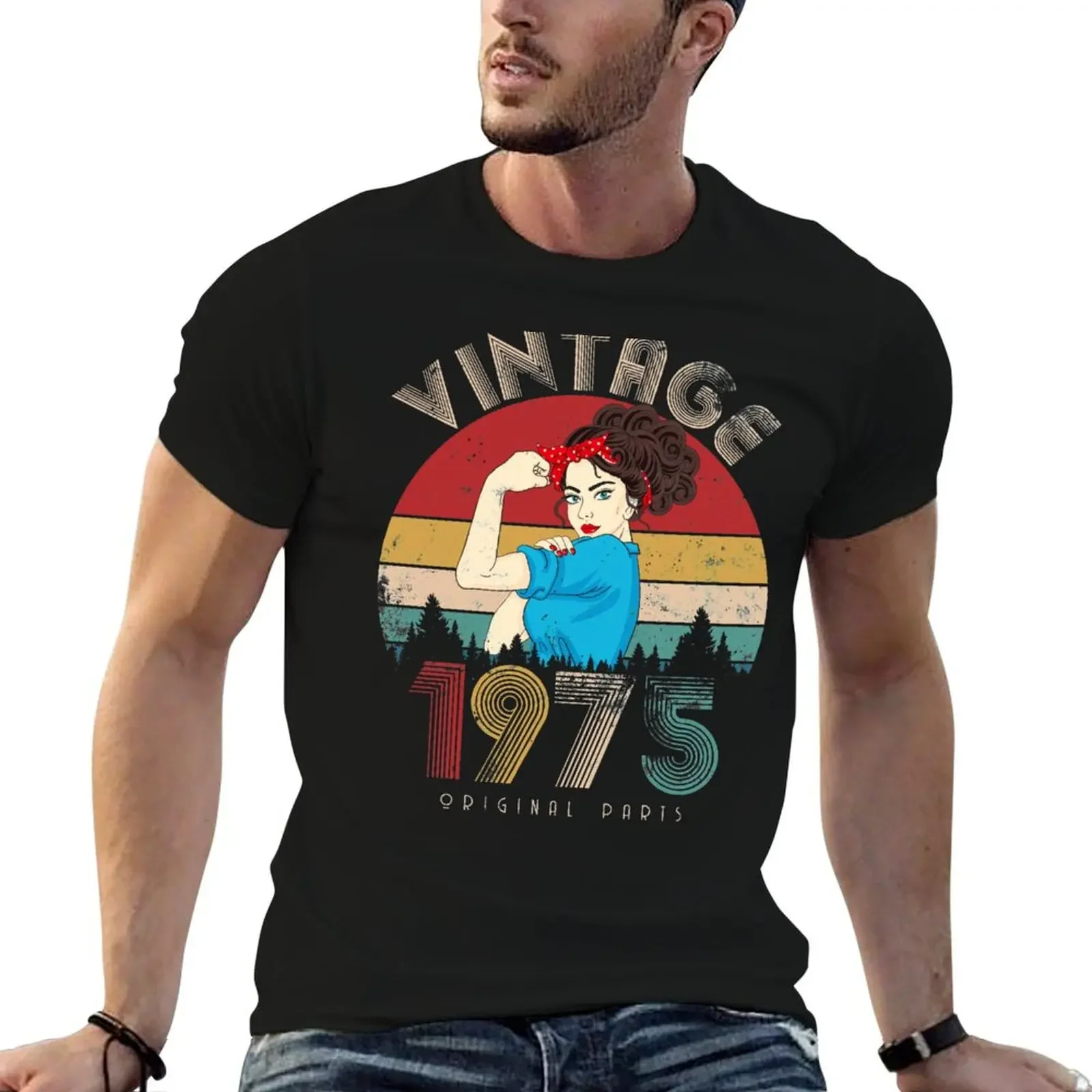 Vintage 1975 All Original Parts Birthday Gifts T-Shirt oversized graphic tee kawaii clothes sweat shirts, men