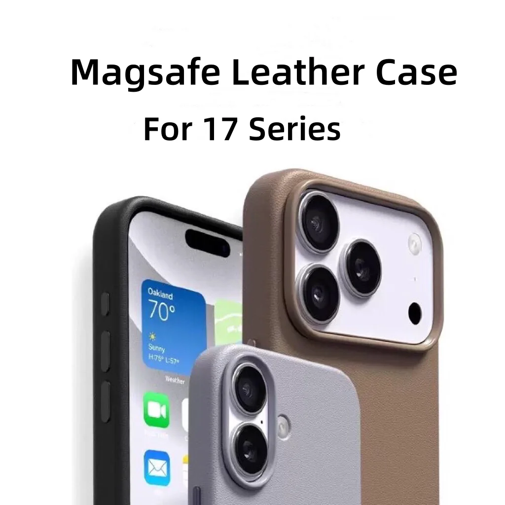 حافظة جلدية أصلية جديدة رسمية مع Magsafe Apple لهاتف iPhone 17 Pro Max 17 Pro شحن لاسلكي مغناطيسي 17 مع غطاء الشعار