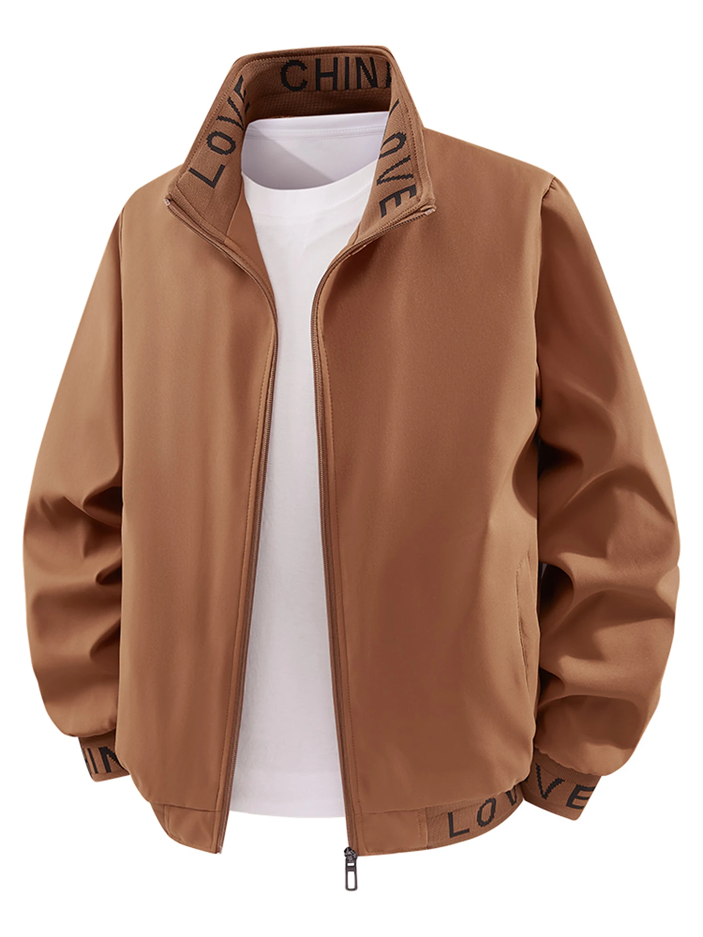 

Весенне-осенняя тонкая мужская куртка с воротником-стойкой, повседневная модная молодежная куртка на молнии, большие размеры, одинарная модель