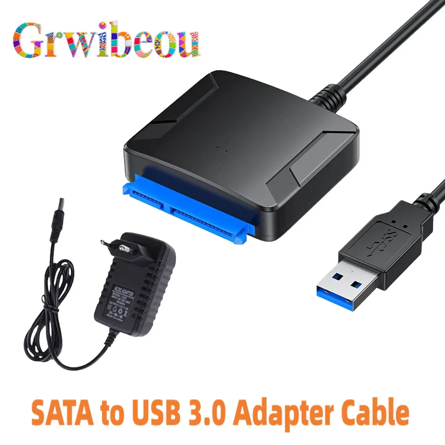 yZ[z2.5C`/3.5C` HDD/SSD n[hhCup USB 3.0 A_v^[P[u 5Gbps OtRo[^[ 12V dA_v^[t USB 3.0 - SATA Ro[^[