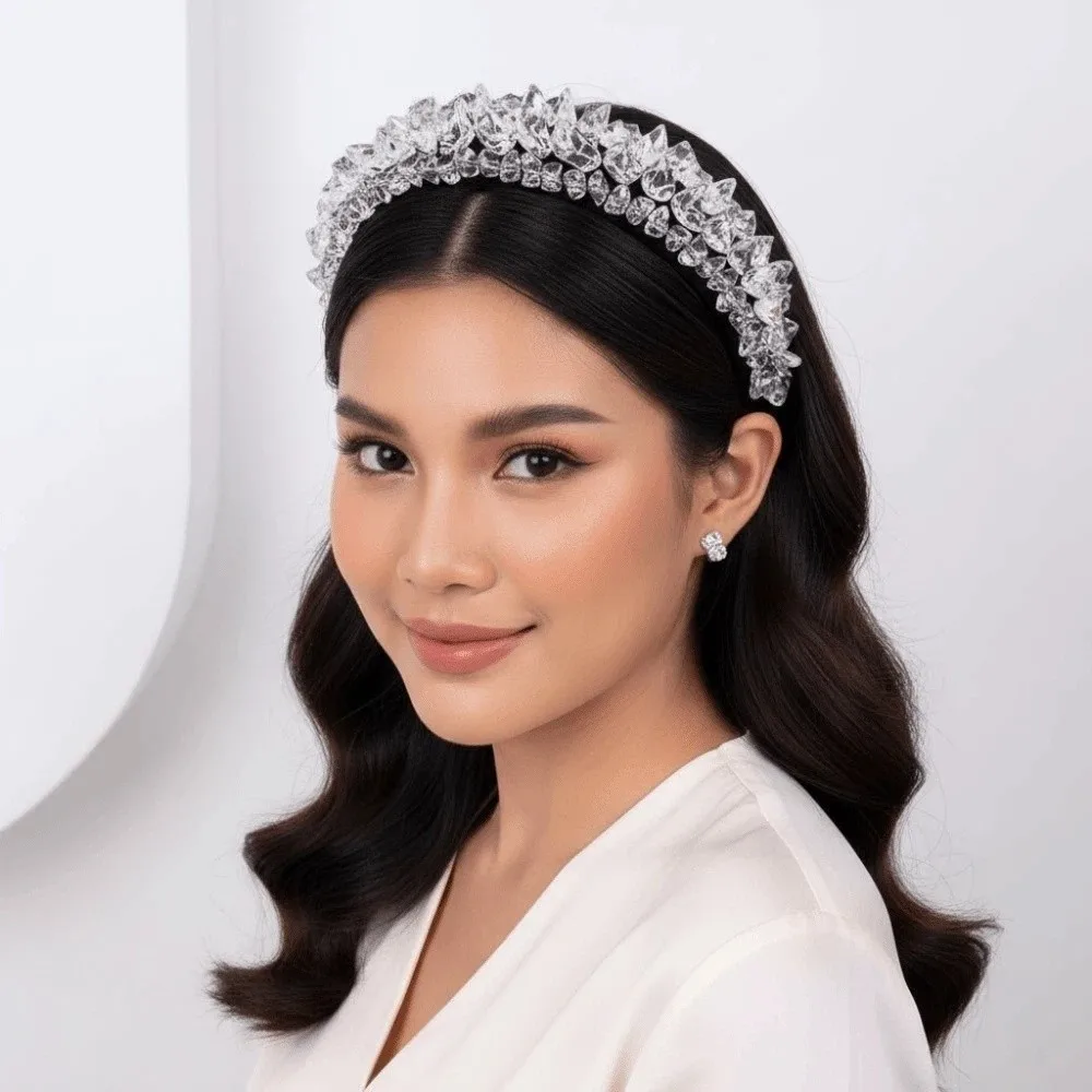 

Headwear Irregular Ice Block Hairband Rhinestone Gorgeous Crystal Sponge Headband Sparkling Waterproof Crystal Wide Hair Hoop