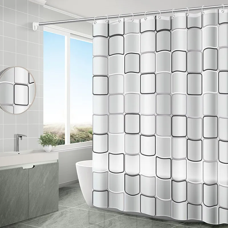 

PEVA Waterproof Shower Curtain Mildew Proof Durable Bathroom Screens With Hook for Hotel Bathroom Bathtub