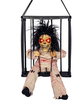 

Halloween hanging ghost toy prisoner cage ghost electric glow sound can be hung back