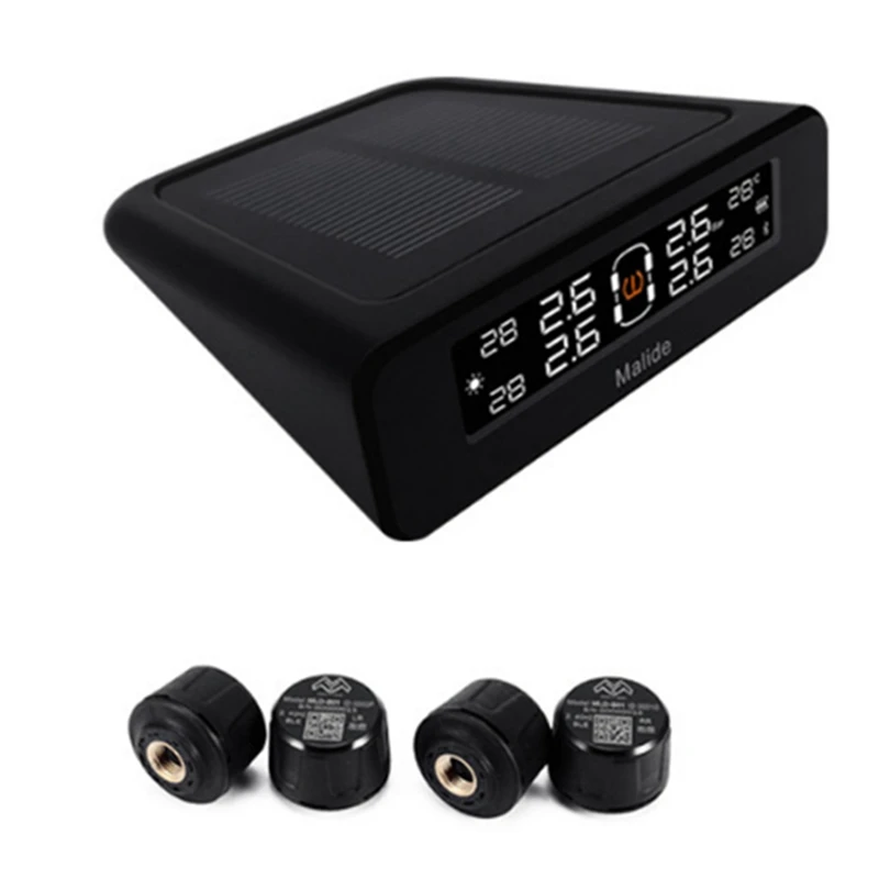 Malide Car Solar TPMS Tire Pressure Monitor External Tire Pressure Sensor Smart Tire Pressure Alarm Monitoring System