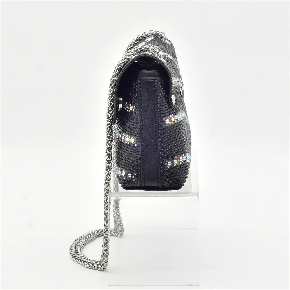 High Heel Shiny Shoes and Bag Set with Big Rhinestones for Nigerian Women Wedding Party Africa Shoe and Bags Set Ladies Shoes