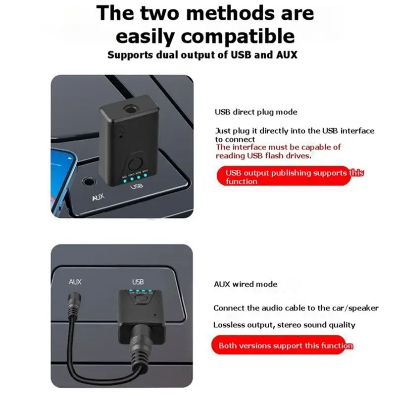 USB Bluetooth 6.0 Adapter Music Audio Receiver Transmitter USB+AUX For Bluetooth Speaker Keyboard Mouse Headphone