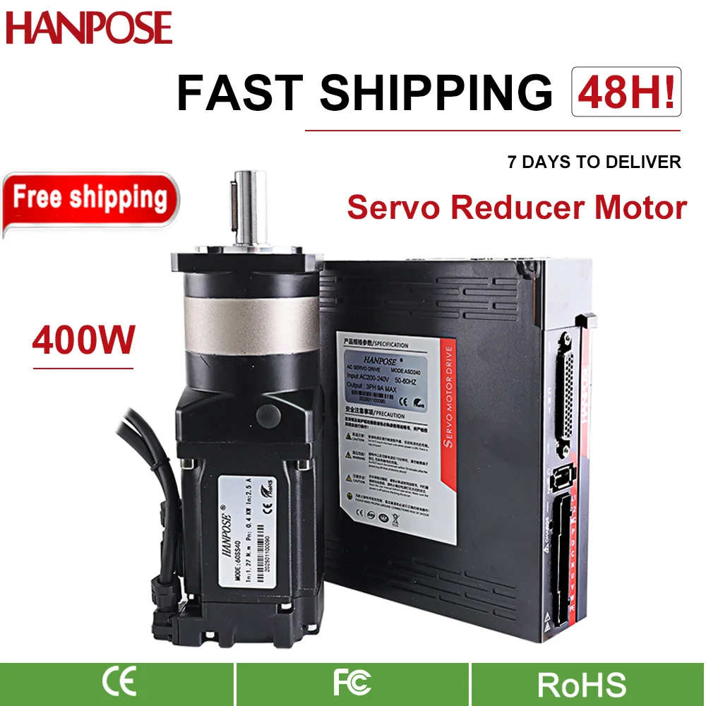 

HANPOSE ac servo motor with drive kit 220V 2.5A 1.3N.m 60SS40-HG10-1 High precision planetary reducer 400W gearbox Servo Motor