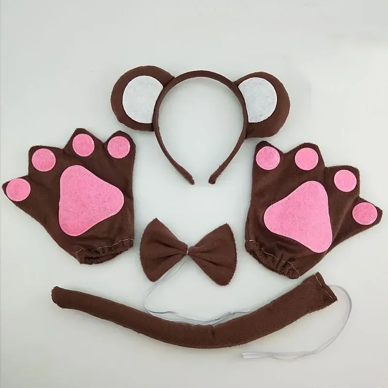 Adults Kids Plush Boy  Animal Headband Bow Tail Monkey for Gift  Birthday Party Cosplay Costume Halloween Christmas
