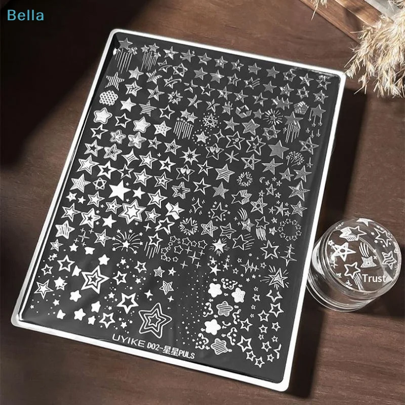 〔Y〕Polka Dot Star Stripe Line Pattern Nail Stamping Plate Nail Art Stamp Template Manicure Tools