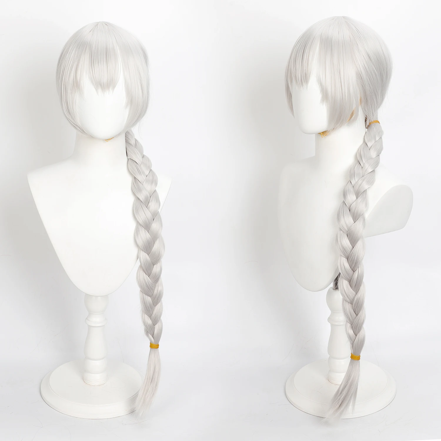 Howl's Moving Castle Sophie Hatter Cosplay Wig Simulation Scalp 90cm Long Single Braid Silver Synthetic Hair Heat Resistant Wig