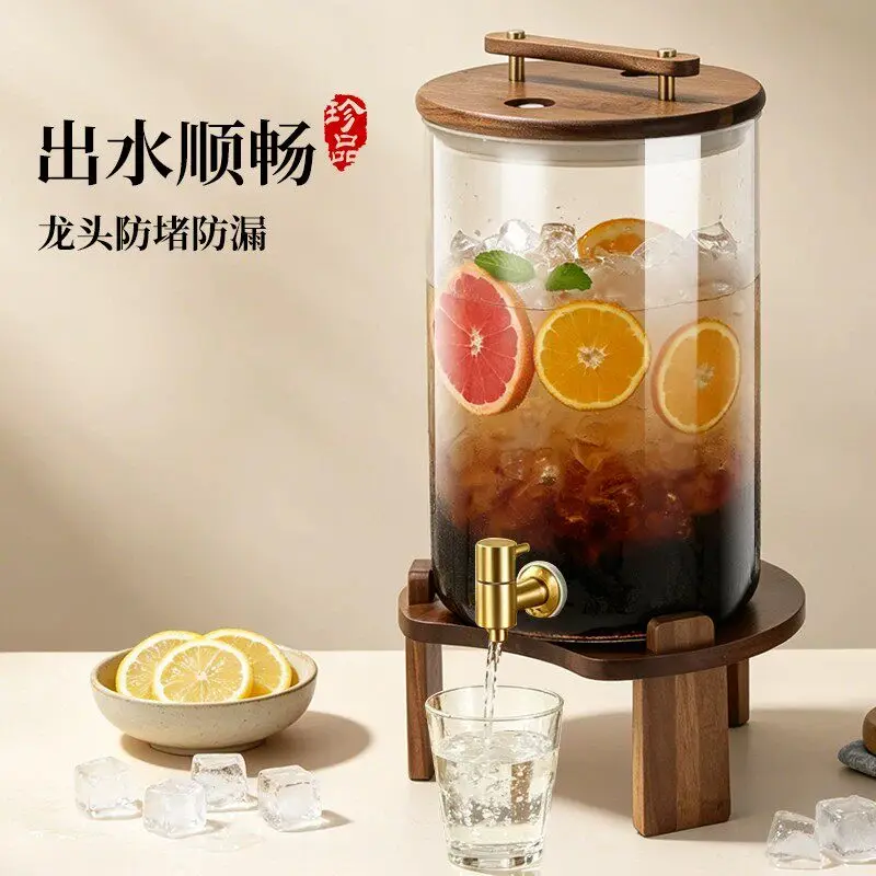 Wine Brewing Beverage Barrel Glass Bottle with Faucet Special Waxberry Jar Cocktail Fruit Tea Container