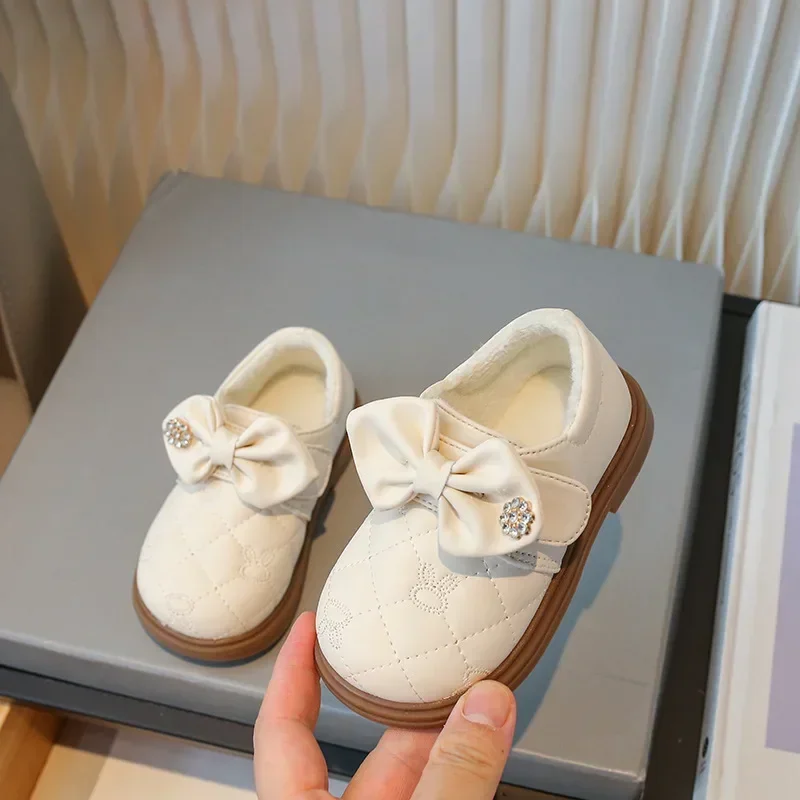 Girl Shoe Autumn Winter Plush Child Leather Shoe Warm Mary Jane Shoes Soft Soled Child Shoes Non Slip Sneakers Girl Zapatos Niña