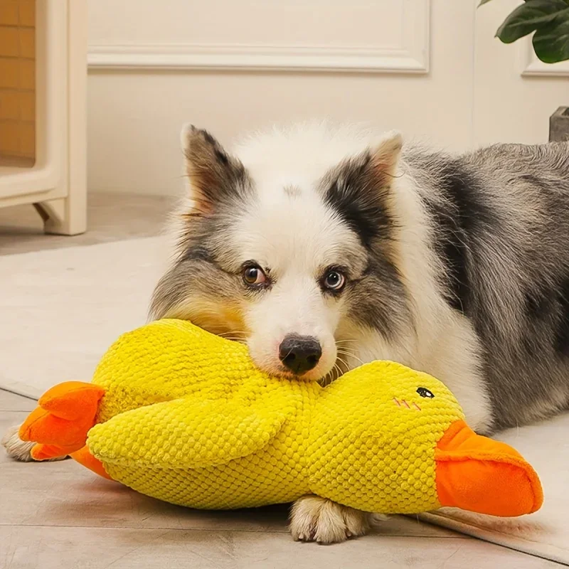 Pet Plush Toy Dog Duck-Shaped Squeaky Plush Toy Pet Interactive Toy Chew Toy For Puppy Pet Teeth Cleaning Toy Pet Supplies