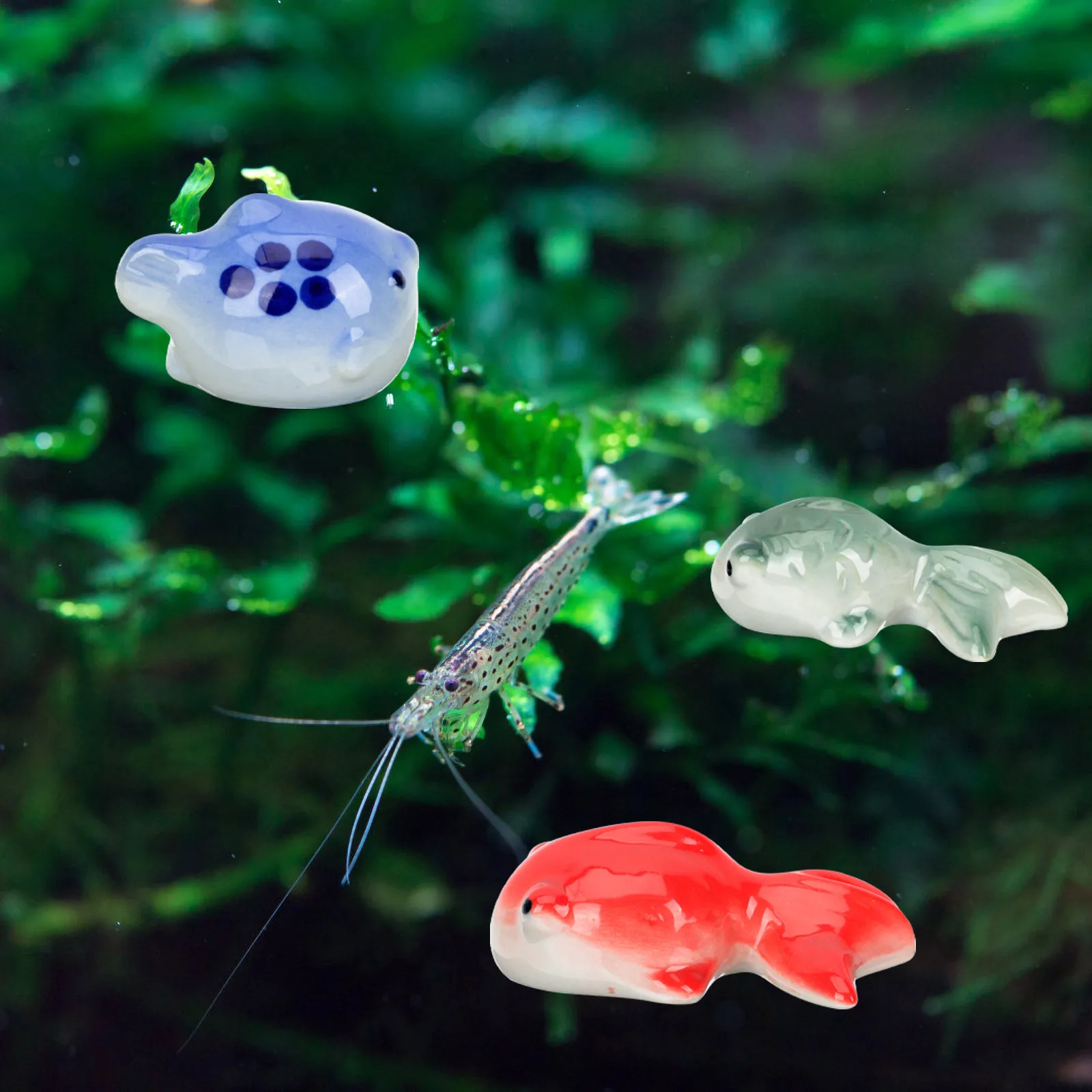

3Pcs Ceramic Floating Goldfish Decor Fish Tank Ornament Hollow Design Creative Aquarium Accessories Cartoon Style Aquarium