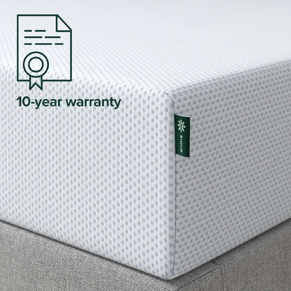 

10-дюймовый охлаждающий гелевый матрас из пены с эффектом памяти, без стекловолокна, охлаждающая гелевая пена, кровать в коробке, Королевский, белый