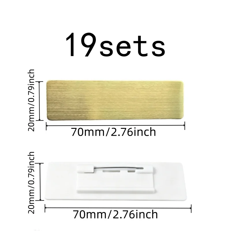 19 pcs Gold Finish Surface Blank Badge Pins, great for Office Employee ID, Durable Non-Fading, Student Name Tags