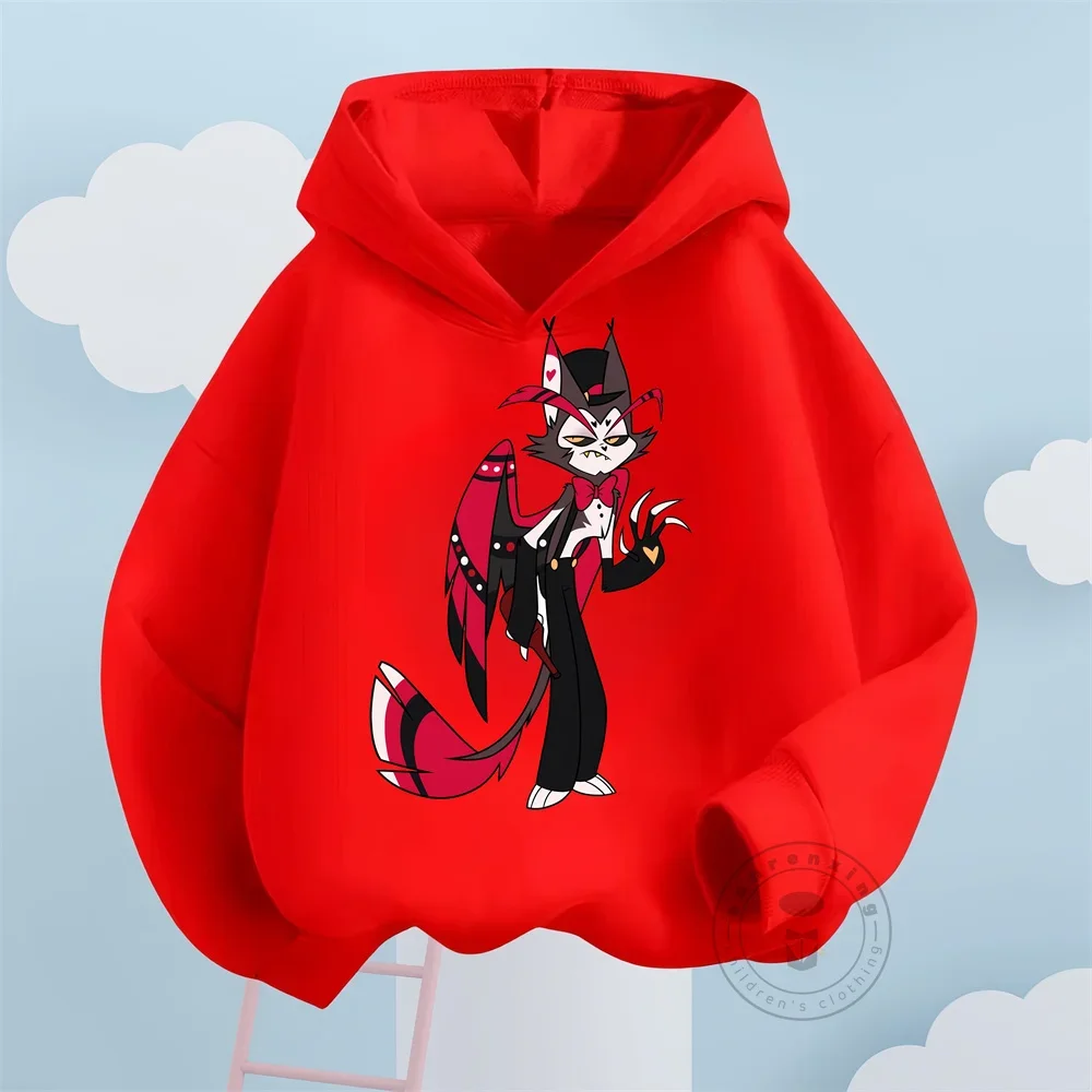 New Boys Girls Hazbin Hotel Streetwear Hoodies Children Autumn Spring Long Sleeve Hoodies Kids Hoodie Cute CartoonPrint Clothing