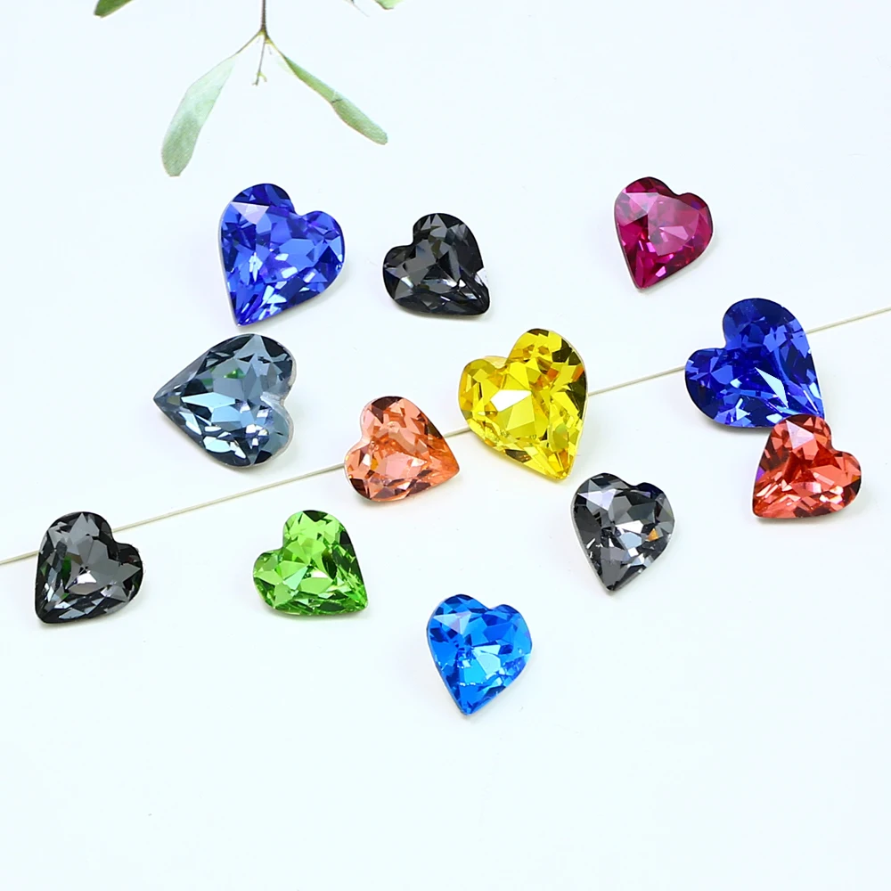 DongZhou Heart Shape K9 Crystal  Fancy Stone Pointed Back Rhinestones Glue On Beads Glass Loose Diamond For Jewelry Making DIY