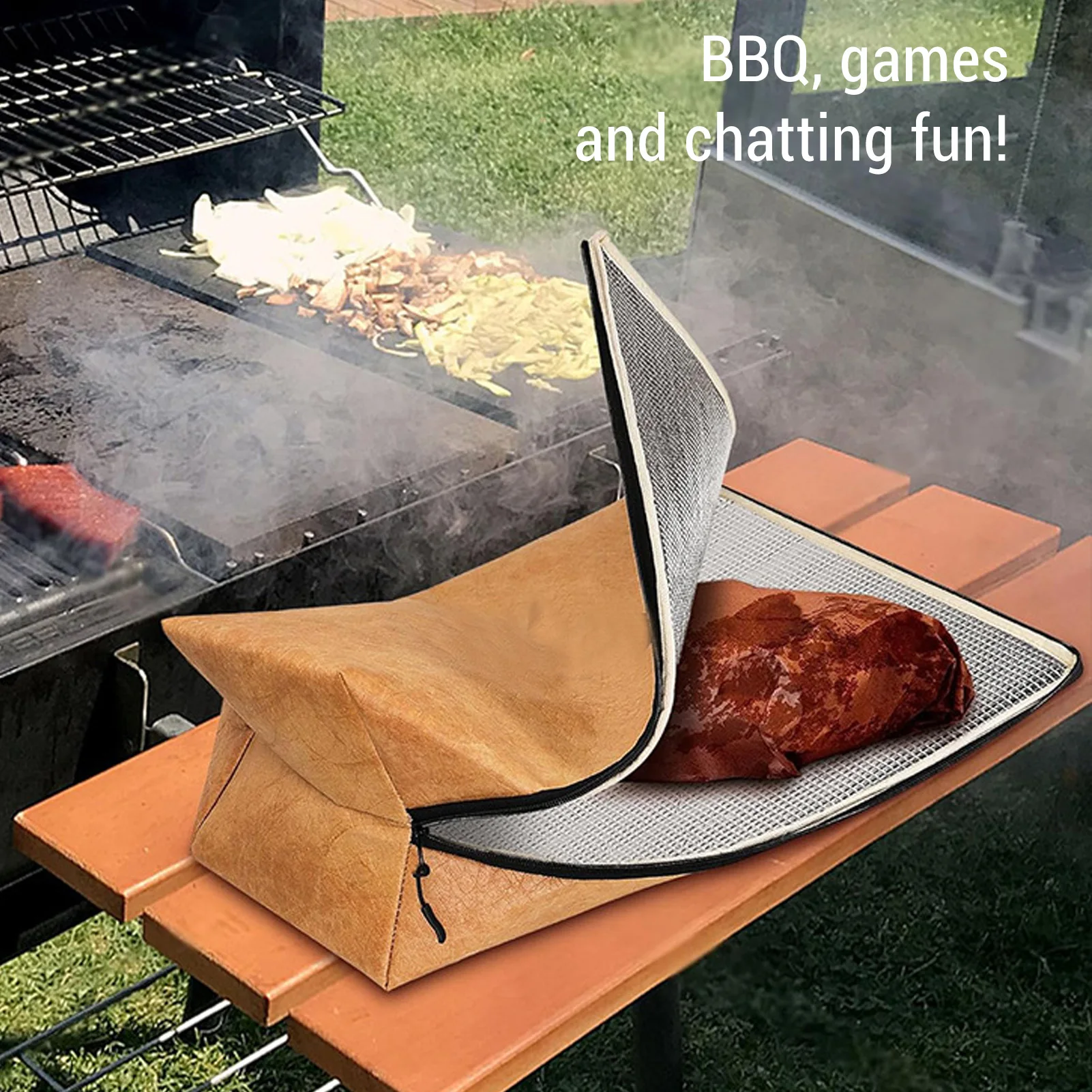 Manta para BBQ para reposar carne, plegable, reutilizable, bolsa aislante para reposar carne para ahumadores y parrillas de BBQ al aire libre, bolsa aislante para BBQ