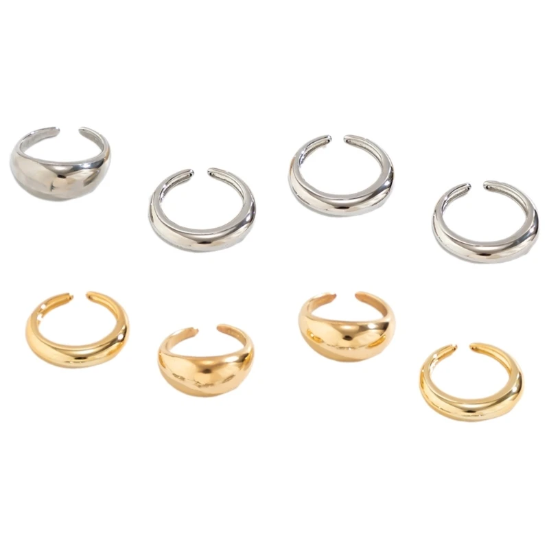 

Set of 8 Opening Finger Rings Adjustable Finger Rings Open Rings Finger Jewelry Metal Texture Present for Fashion Lover