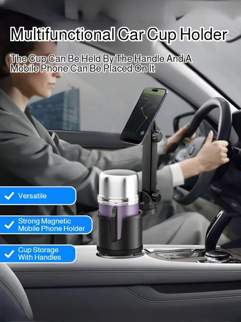 Car Cup Holder Car In-car Water Holder Long Joint Position Mobile Phone Tablet Computer Universal Bracket 2in1 Magnetic Holder