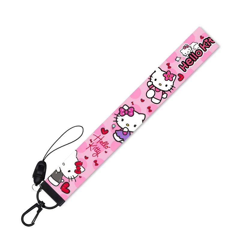 Anime Kawaii Sanrio Hello Kitty Cute Mobile Phone Lanyard Hanging Neck Rope Short Wrist Ropes U Disk Key Anti-Lost Rope Ins Gift