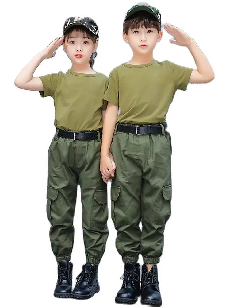 Boys Girls Military Uniform Tactical Combat Children Jacket Pants Set Camouflage Jungle Print 3pcs Kids Special Swat Army Suit