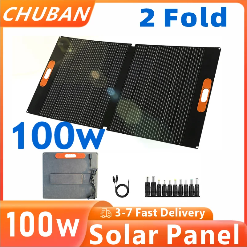 

Портативная солнечная панель CHUBAN 100 Вт, складная, высокоэффективная, водонепроницаемая (IP68), для кемпинга, путешествий, автодомов