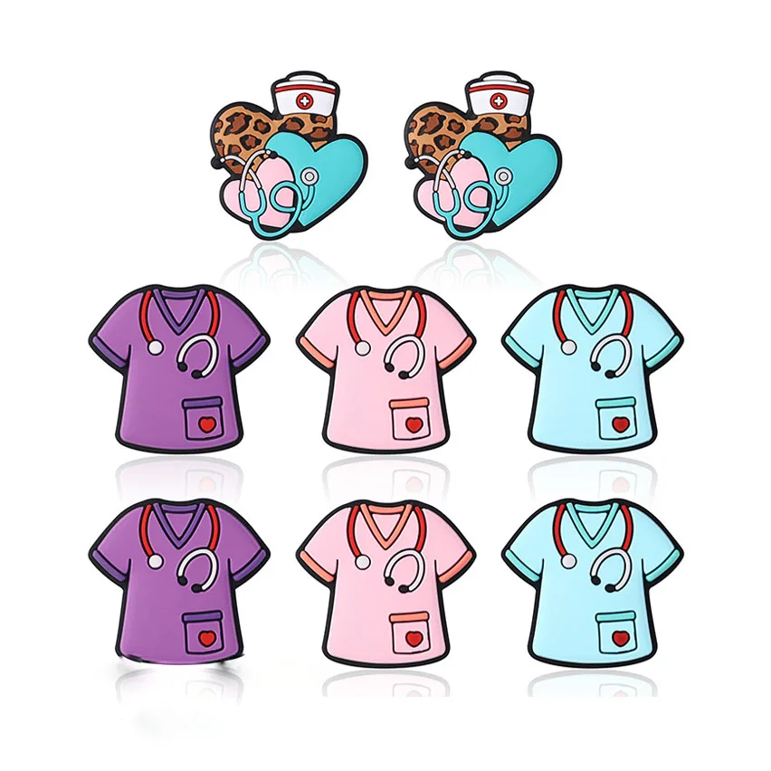 10pcs Nurse Uniform Silicone Beads Stethoscope Rubber Focal Bead For Jewelry Making DIY KeyChain Pen Beaded Accessories