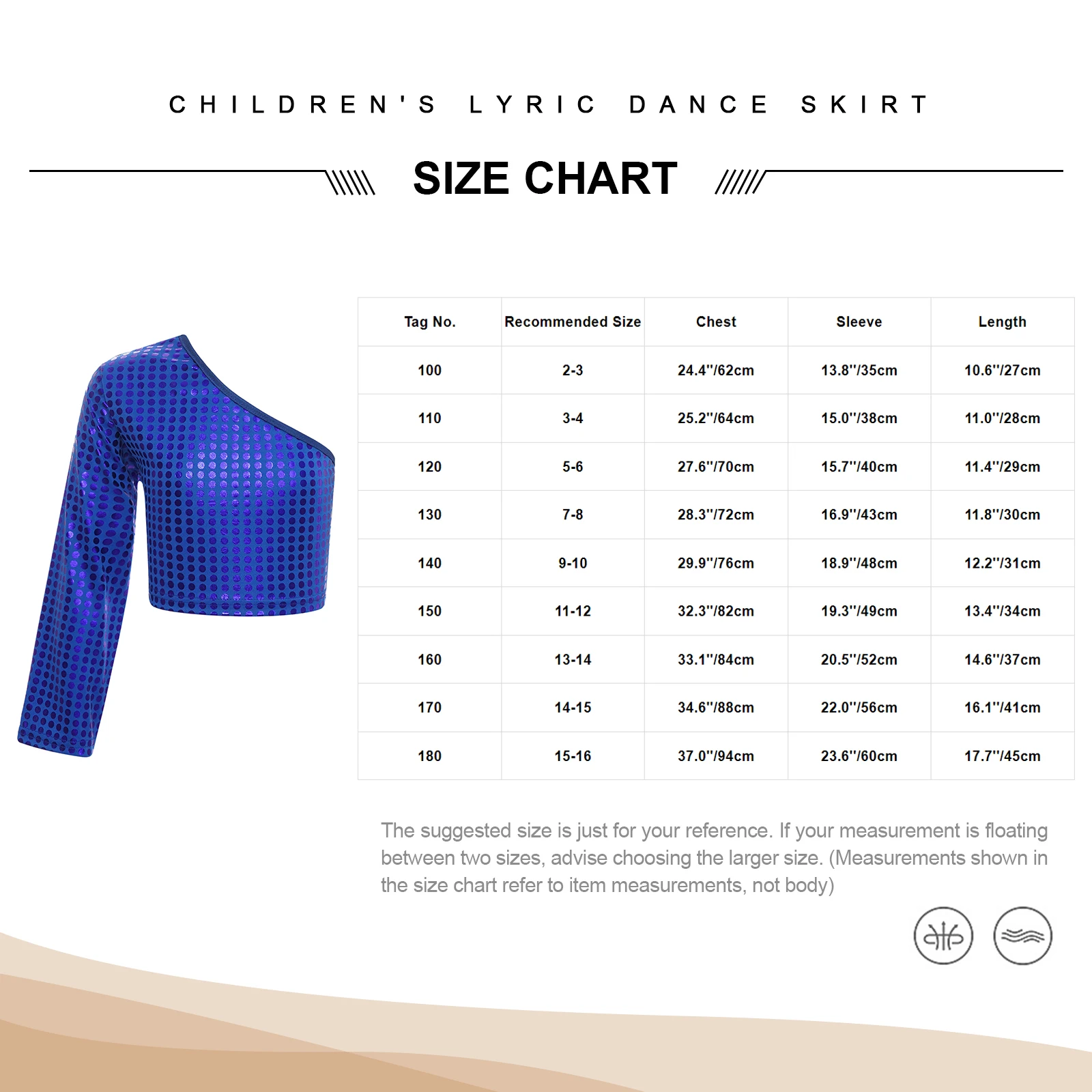Kids Girls Boys Metallic Shiny Dots T-shirt Fashion One Shoulder Long Sleeve Crop Top Cheerleading Dance Performance Costume