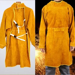 Welder Apron Long Sleeve Cowhide Leather Fireproof Heat Insulation Thickened Work Safety Welding Protection Foot Guard Covers