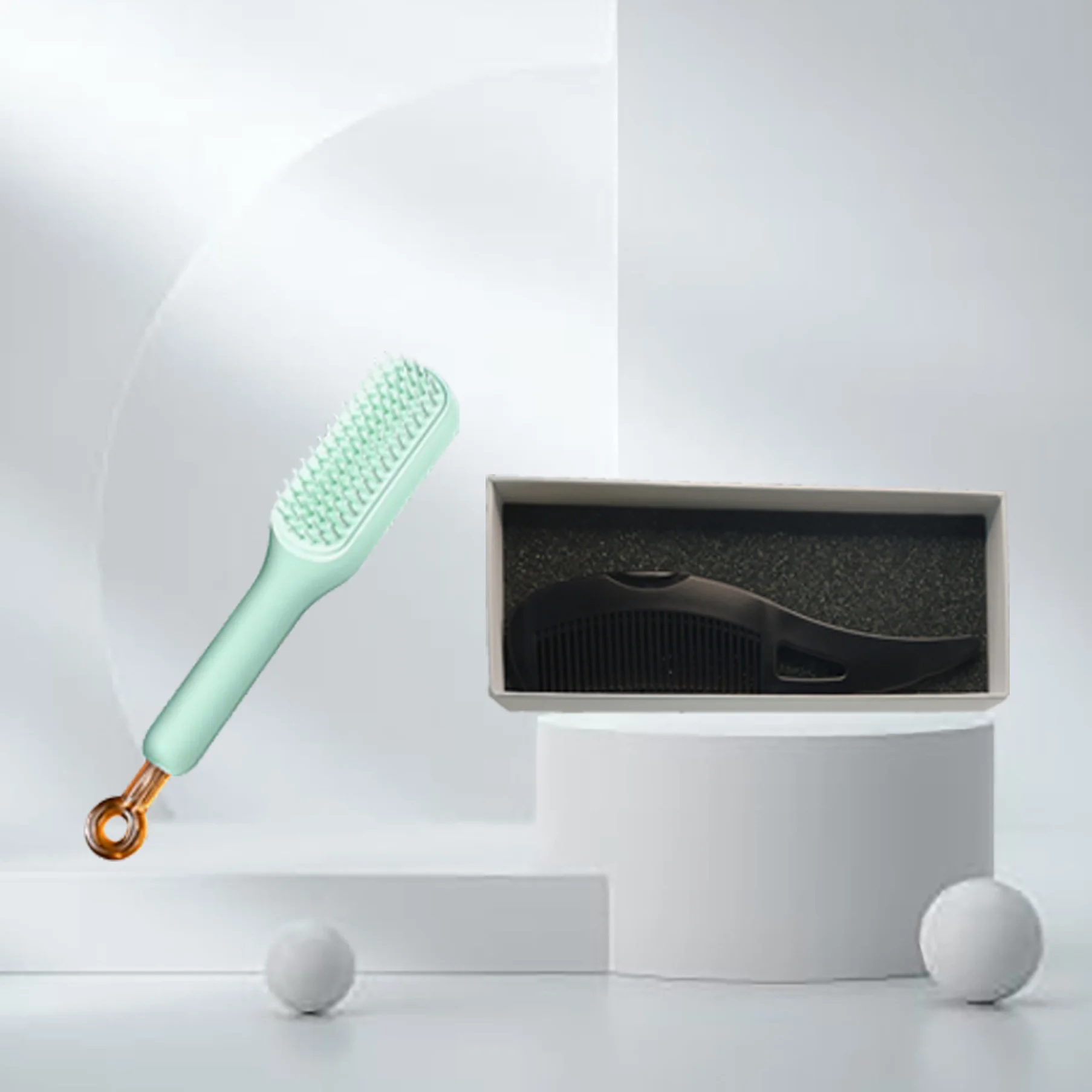 Telescopic Comb/Hollow Comb Set A Hair Comb Set That Easily Cleans Hair/Presses to Easily Clean Dandruff and Dirt with One Push