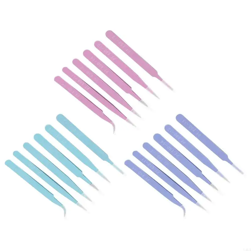 

U4LA 6 Pcs 116mm-133mm Tweezers Eyelash Extension Tweezers for Jewelry Lab